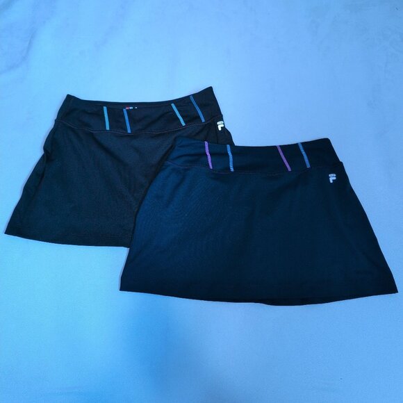 Pair (2) of Fila Women's Athletic Mini Skirt Size M Blue/Black - Picture 1 of 9